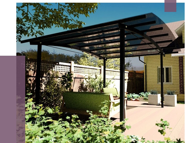 Навесы для террасы в Баксане от 12880 руб. под ключ | ПРОЛЁТ-Бкс