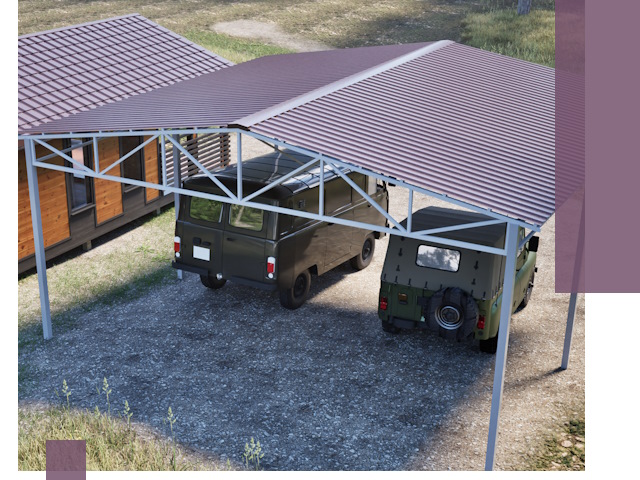 Двускатные навесы под ключ в Баксане — изготовление и монтаж