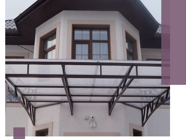 Козырьки из поликарбоната под ключ в Баксане