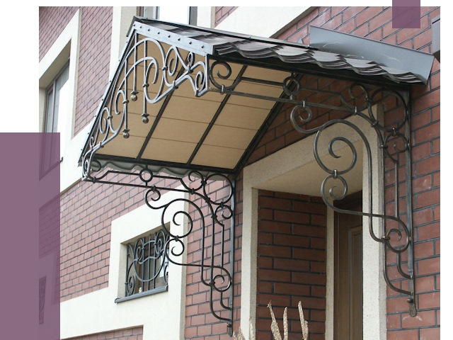 Двускатные козырьки в Баксане под ключ от 12628 руб.